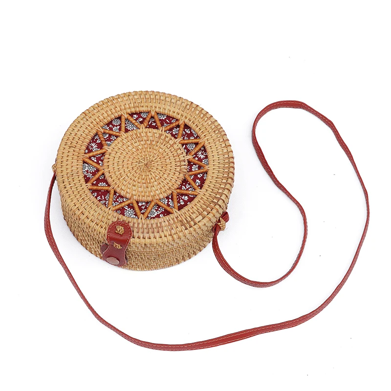 Круглая соломенная сумка через плечо в этническом стиле для женщин модный