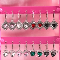 just feel 2021 new love heart crystal dangle earrings for women multicolor rhinestone romantic drop earrings trendy jewelry gift