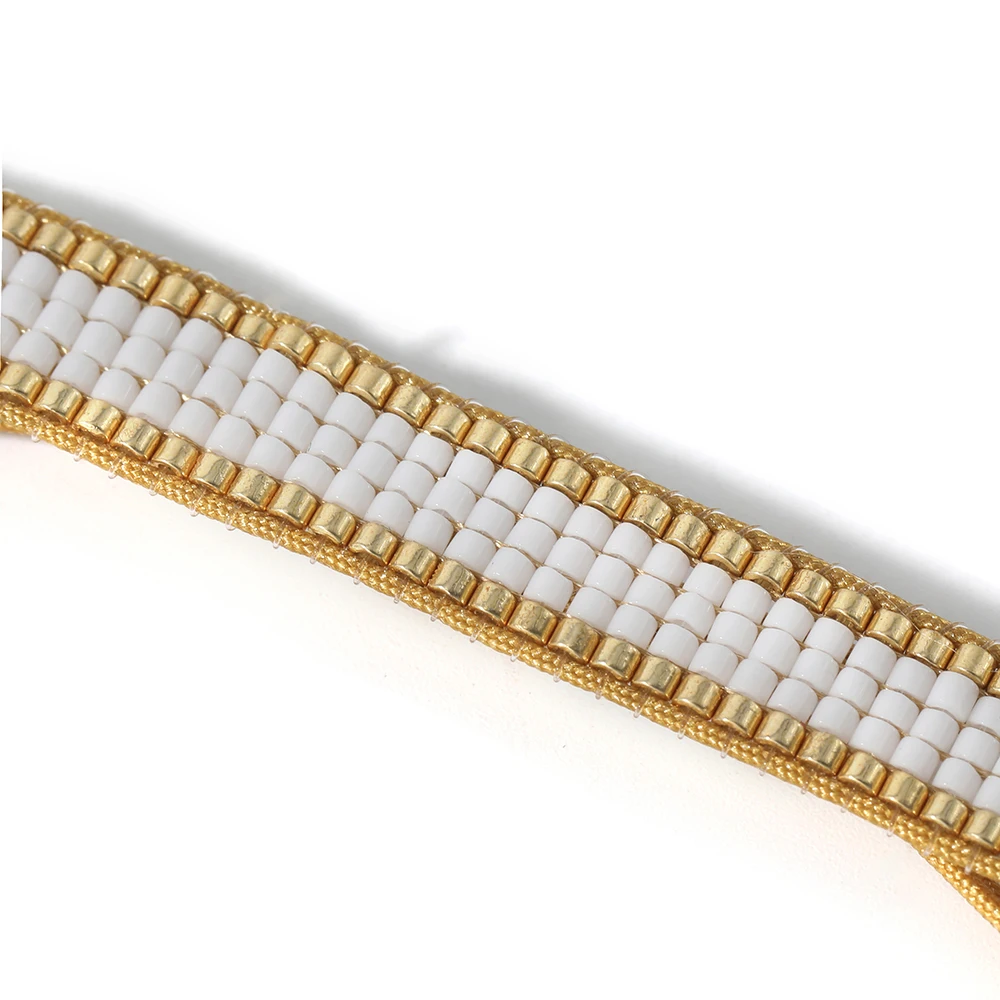 

YAUKIA MIYUKI Bead Bracelet Hand Woven Ladies Fashion Jewelry White Bracelet Jewelry Fashion Seed Beads Boho Style Adjustable