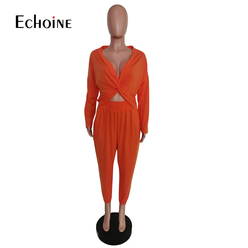 

Echoine Women Can be worn on both sides Bowknot Set Crop Top Haren Pants Matching Sporty Tracksuit Fitness Two Piece Set Outfit