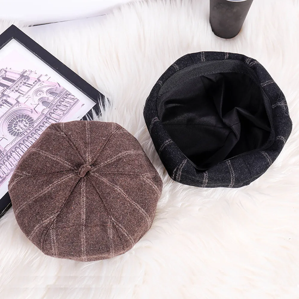 Горячая мода унисекс осень зима береты шляпа французский артист Ретро полосы