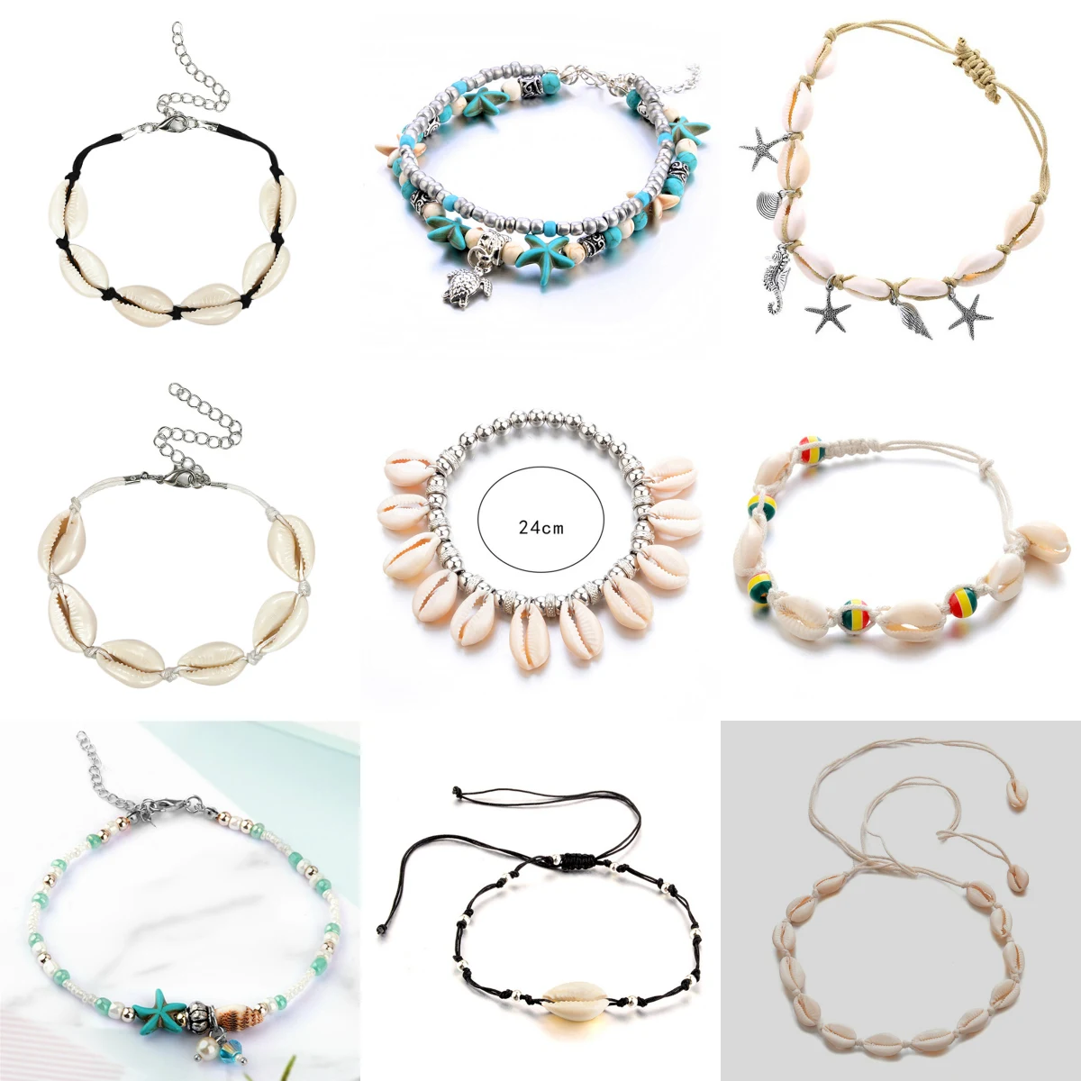 

Творческий ручной работы из натурального Морская ракушка с вязаным браслетом браслет браслеты из раковин для женщин аксессуары из бисера б...