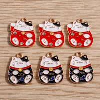 10pcs 1720mm enamel cartoon animal cat charms for jewelry making cute drop earrings pendant necklaces diy keychains accessories