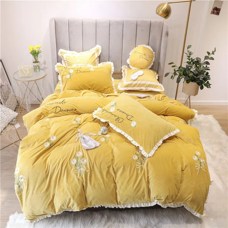 Корейский стиль принцессы ромашки зимний бархатный флисовый фланелевый набор