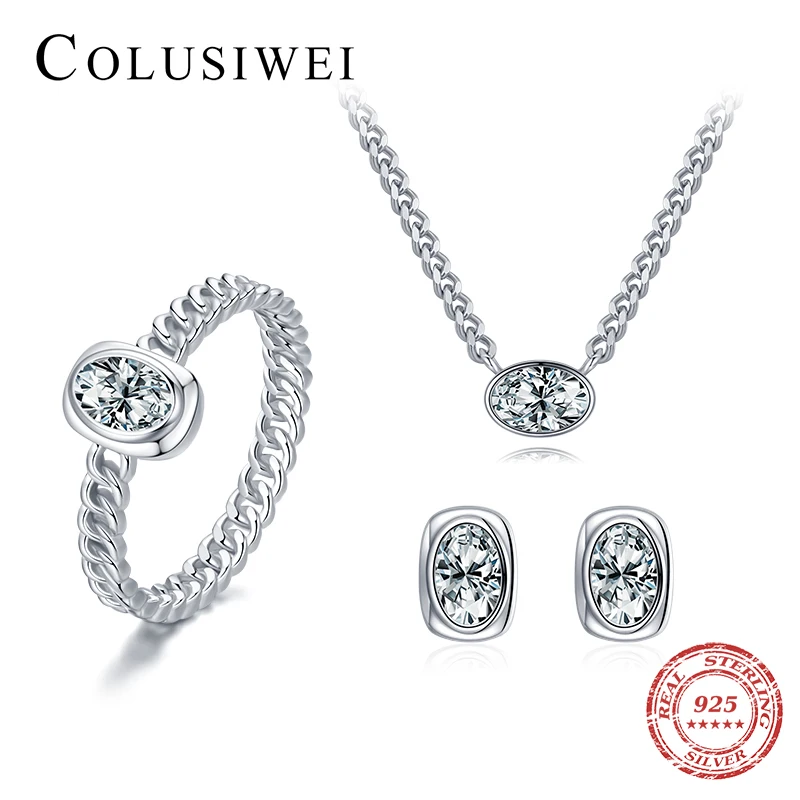 

COLUSIWEI изысканные серьги-гвоздики кольцо ожерелье женское серебро 925 пробы Свадебные ювелирные изделия аксессуары