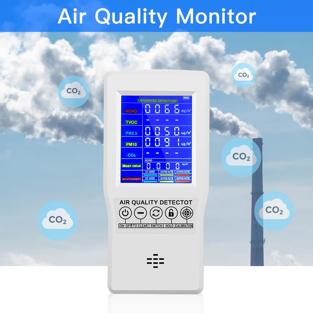 Цифровой детектор CO2 тестер Измеритель углекислого газа качества воздуха