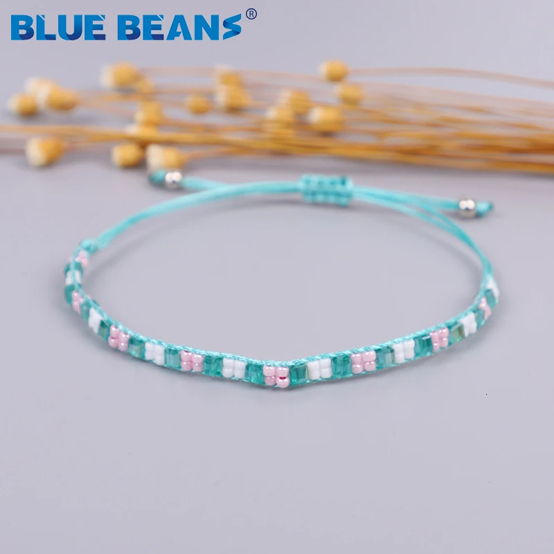 Женский Плетеный браслет с бусинами Красный Регулируемый ручной работы