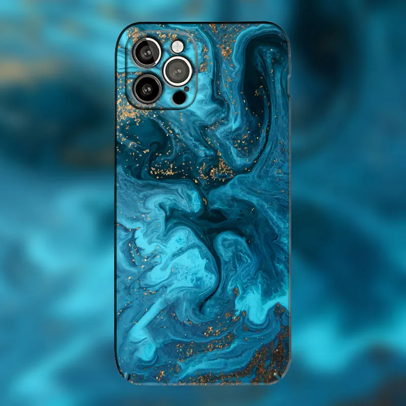 

Blue smudge watercolor Blooming hard shell case For Iphone 12 Pro max case cover For 11 pro max For xs max XR For 7 8 Plus