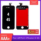 AAA + ЖК-дисплей для iPhone 4 4S сенсорный экран дигитайзер сборка дисплея для iPhone 4 4S Передняя панель Замена Черный Белый