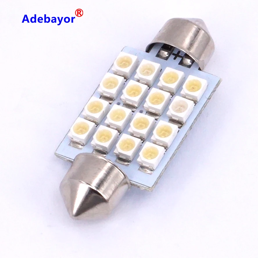 Бесплатная доставка 500x 31 мм 36 мм 39 мм 41 мм 16SMD 1210 3528 светодиодная фестонная лампа интерьера источник света Adebayor on.