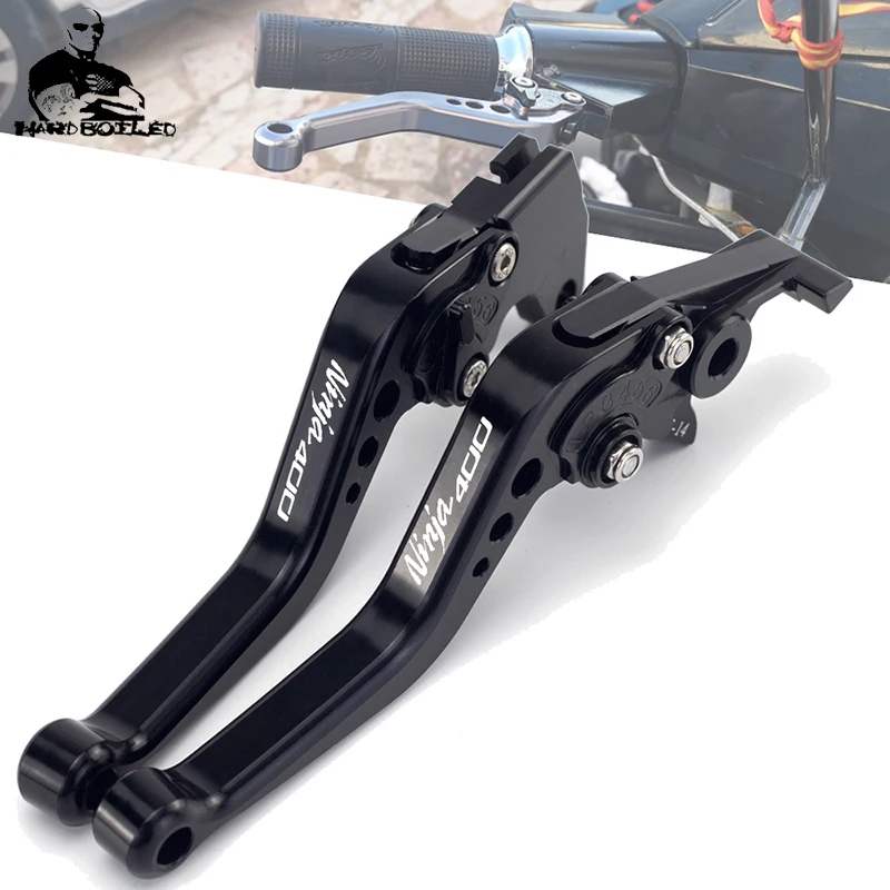 

Новинка, пара мотоциклетных аксессуаров NINJA400 с логотипом, алюминиевые Короткие регулируемые рычаги тормозной муфты CNC для Kawasaki NINJA 400 2018-2019