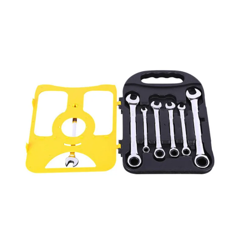

7PC Movable Head Dual-purpose Ratchet Wrench Set Open Plum Blossom Quick Machine Repair Auto Repair Wrench 8-19mm