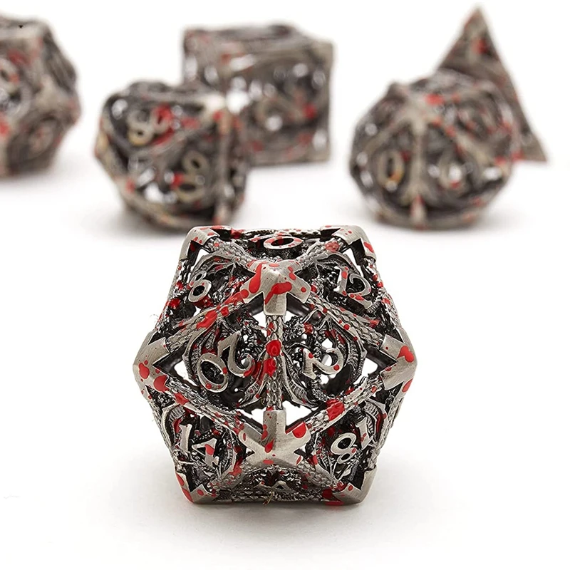 Dice Set Hollow Metal Polyhedral for MTG Pathfinder Board Games Role Playing D and D20 D12 D10 D8 D6 D4 | Спорт и развлечения