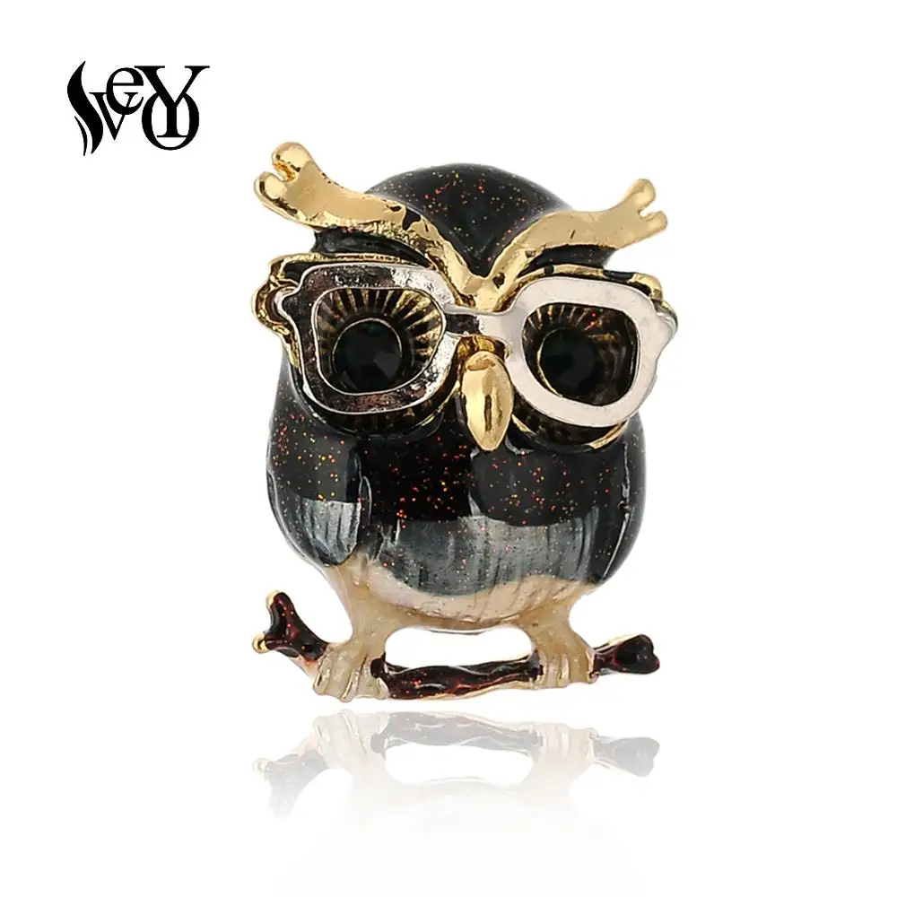 VEYO эмаль Милая Черная брошь в форме Совы Классическая модная Ювелирная булавка