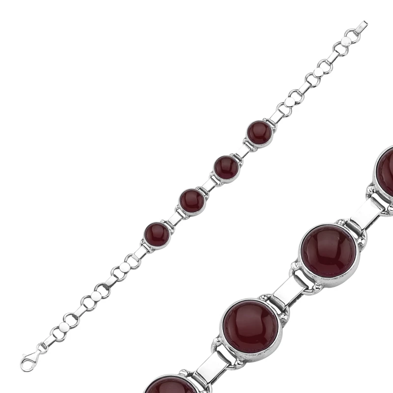 

Silverlina Silver Red Agate Stone Handwork Bracelet
