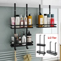 12 tier black hanging bath shelves bathroom shelf organizer nail free shampoo holder storage shelf rack bathroom basket holder