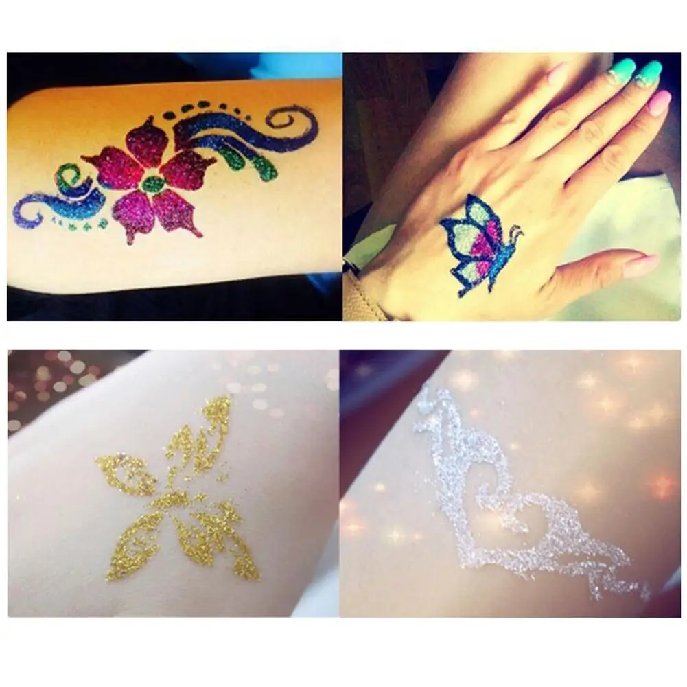 3D цветная Татуировка блестящая татуировка набор цветов для водостойкий боди арт