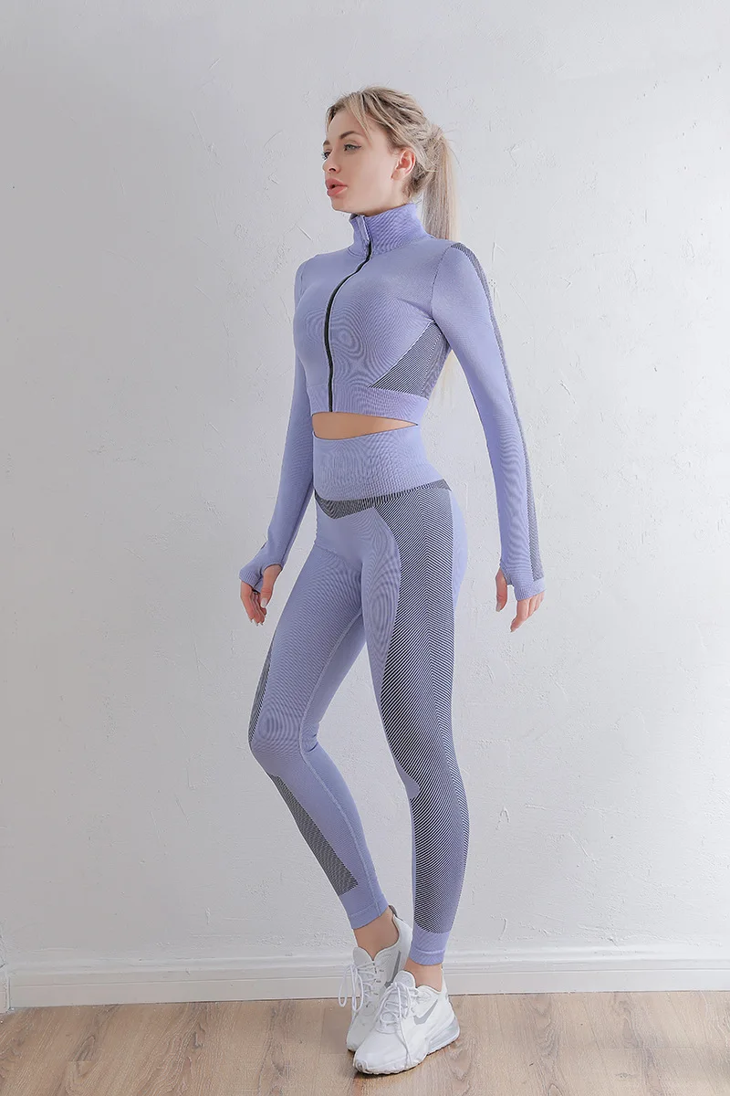 

Women's Yoga Wear Two-Piece Long-Sleeved Trouser Suit Four-Color Fitness Sports Breathable Yoga Set Work Out Clothing Women