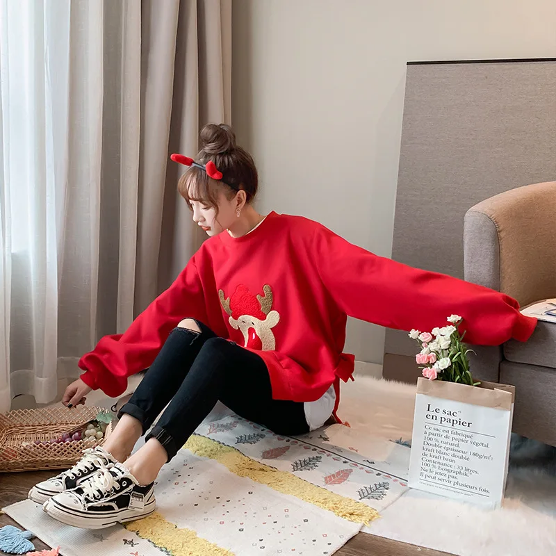 Зима 2020 рождественские Свободные Шерстяные Платья для беременных свитер юбка с