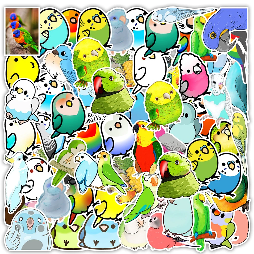 10/30/50 Uds p&aacute;jaro Animal bonito pegatinas port&aacute;til nevera guitarra bicicleta equipaje Skateboard Tel&eacute;fono de pegatina de Graffiti etiqueta juguete de ni&ntilde;o-0