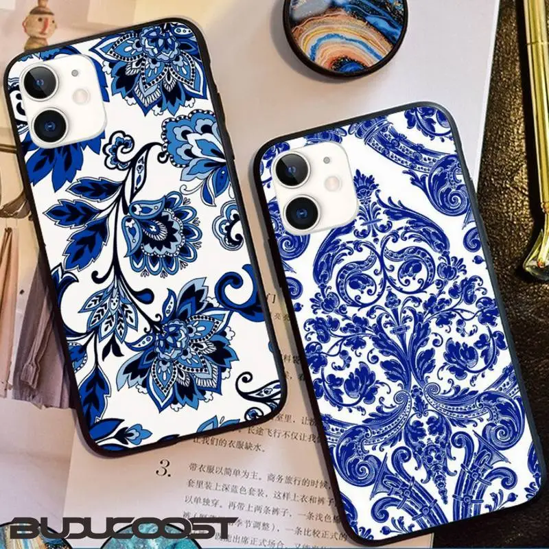 

Blue And White Porcelain Style Phone Case Cover Shell For Iphone 11 Pro 11 Pro Max X XR XS MAX 7 8 Plus 6s Plus 5s 2020 Se Cover