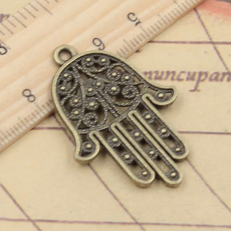 10 шт. амулеты Хамса пальма Фатима ручная работа 36x25 мм тибетская бронза