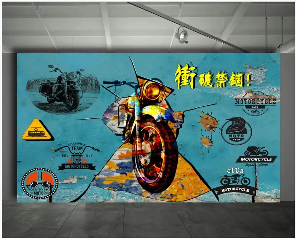 3d обои на заказ фото любой размер фотообои ретро мотоцикл фон настенный плакат