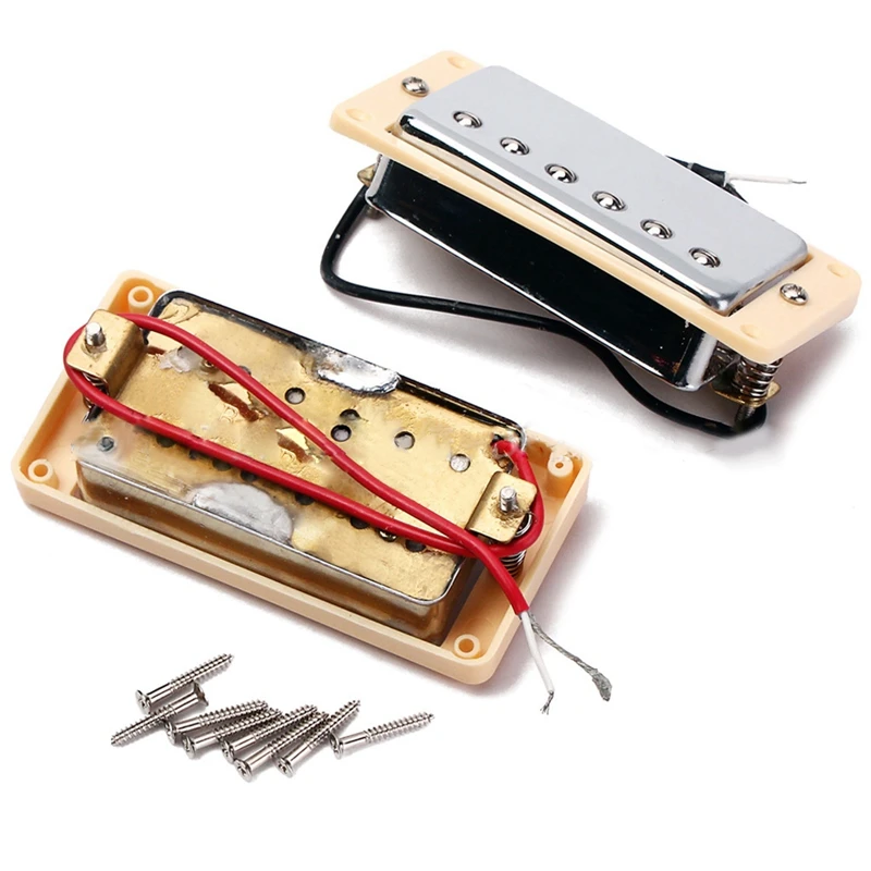 neue set von doppel coil humbucker pickup elektrische gitarre neck bridge pickup chrome mit gelb rahmen fit lp gitarre free global shipping