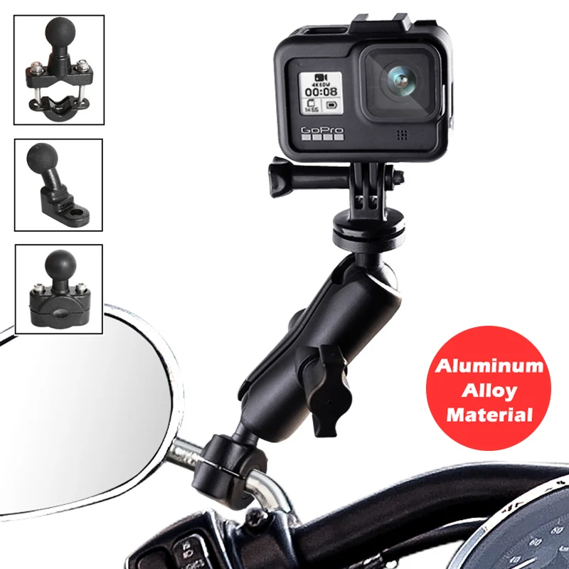 

Metal Motorcycle Camera Holder Handlebar Mirror Mount Stand For Gopro 8 7 6 DJI OSMO Action Insta360 Sports Cameras Accessories