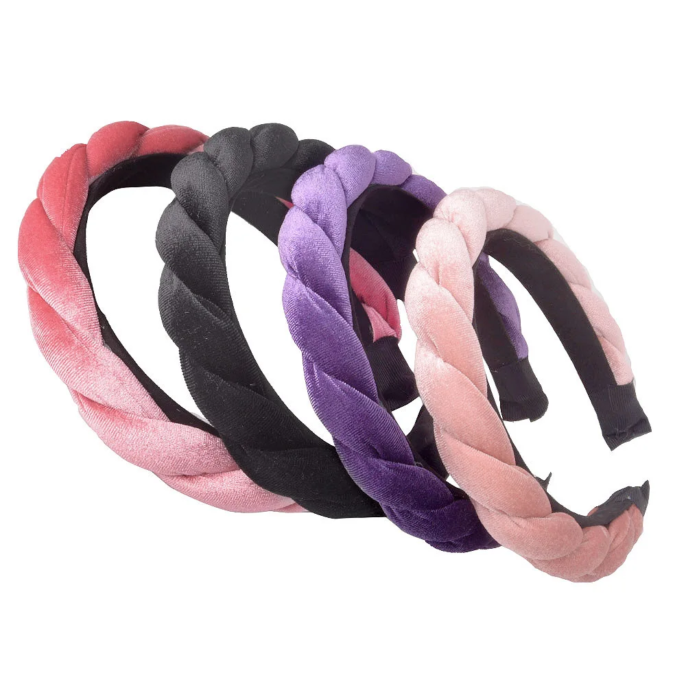 Solid Color Velvet Braid Headband with Teeth Hair Accessories Korean Twists Hairband Women and Girls Head Wear |