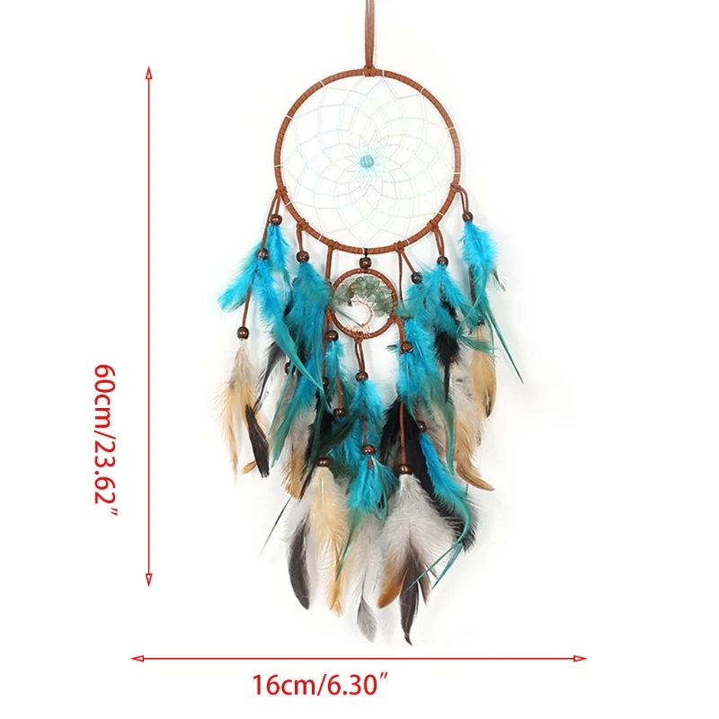 

Y1UU Dream Catcher Handmade Circular Net with Feathers Wall Hanging Decorations Home Bedroom Indian Retro Life