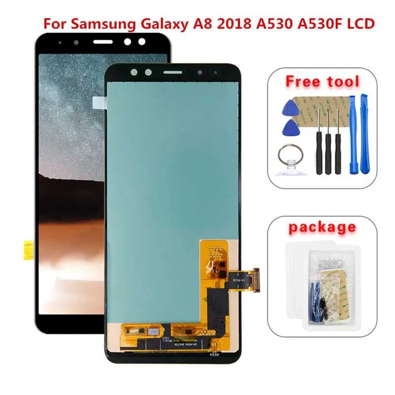 ЖК дисплей AMOLED для Samsung A8 2018 A530 A530F/DS сенсорный экран дигитайзер в сборе замена