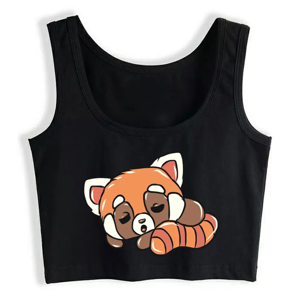 Кроп топ спортивный Красный панда комикс винтажные женские топы без