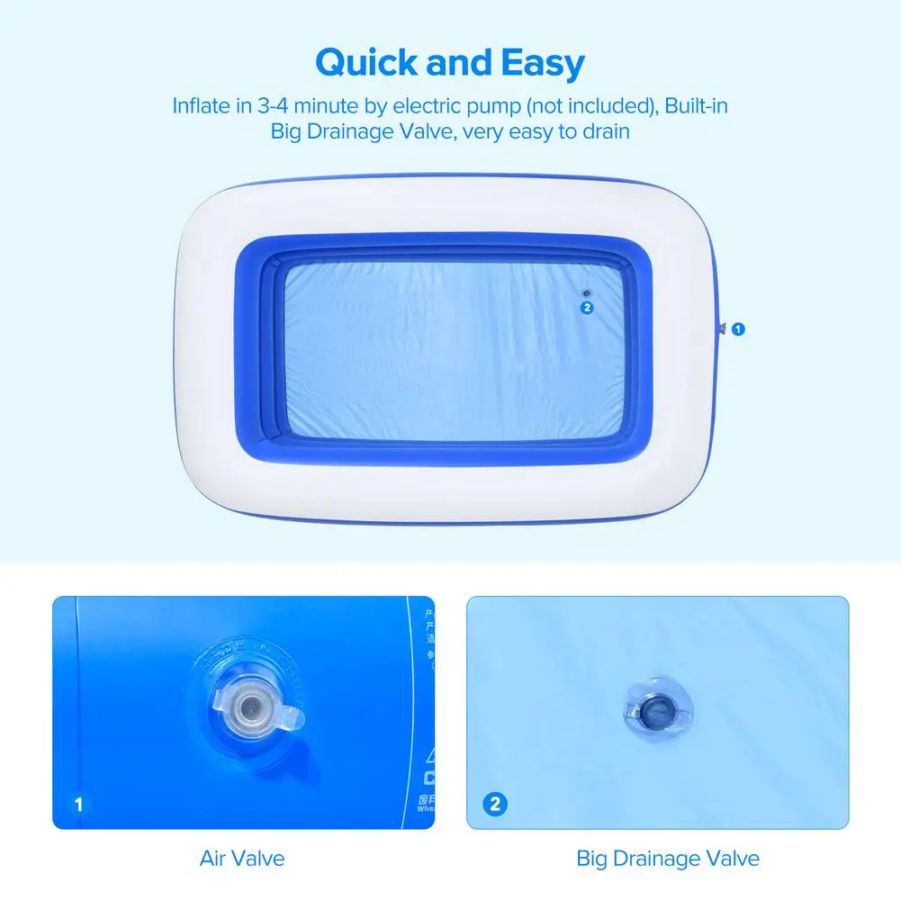 

Inflatable Bathtub Foldable Thickened PVC Anti-wear Shower Barrel Family Indoor Outdoor Summer Rectangular Swimming Pool