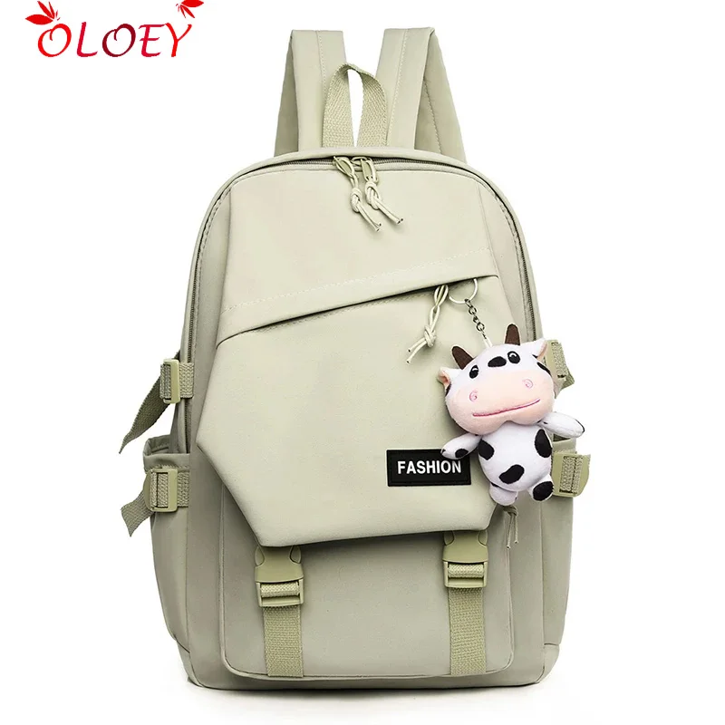 Высококачественный рюкзак с пряжкой для молодых леди однотонный из ткани