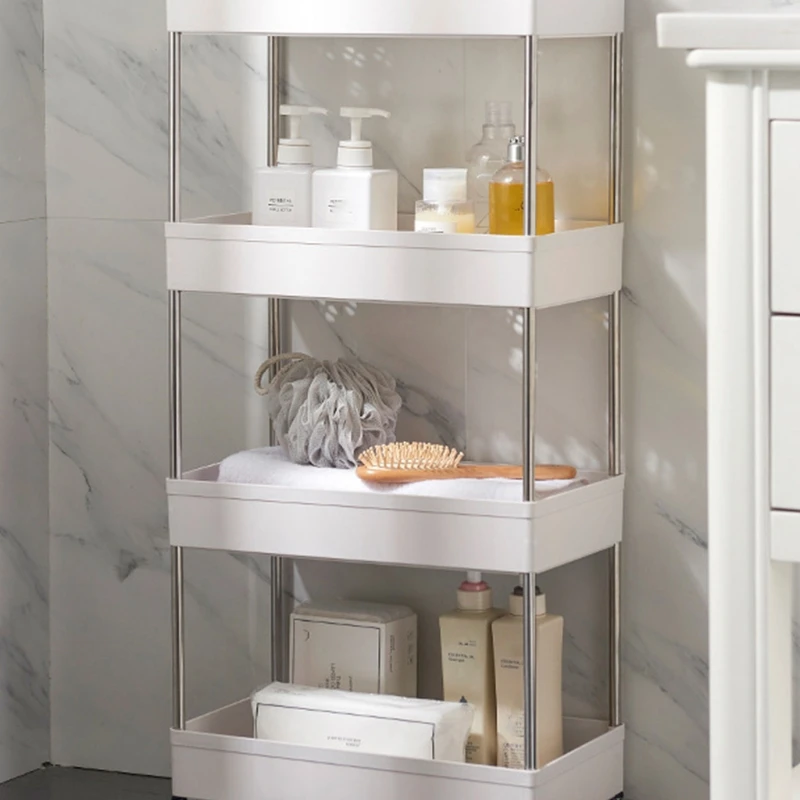 

2/3/4 Tier Rolling Utility Cart Storage Shelves with Roller Wheels Organizer Shelf for Kitchen Bathroom Office