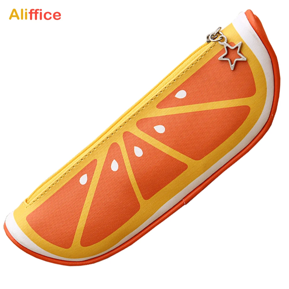 Чехол для карандашей вместительный кожаный материал сумка ручек с фруктами