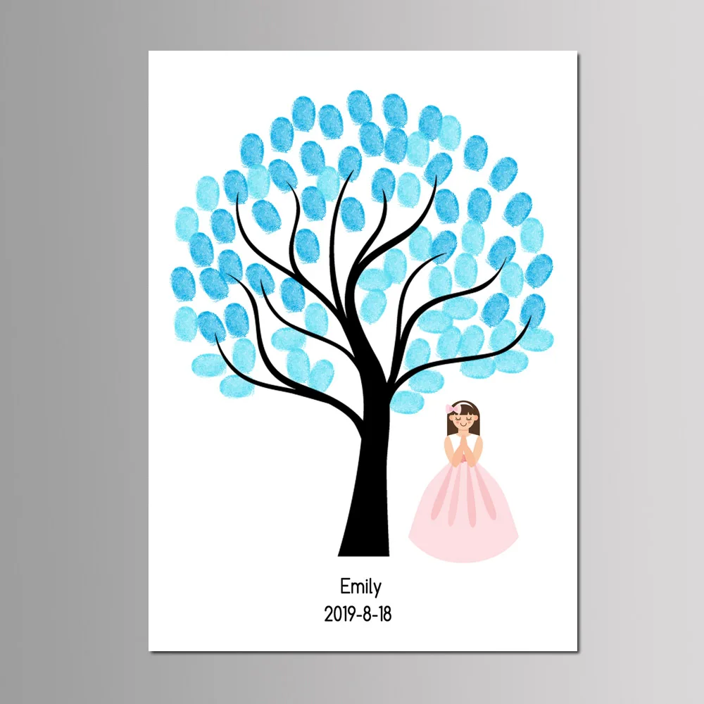 

Personalized Mi Primera Comunion DIY Fingerprint Guest Book Boys Girls First Communion Souvenir Party Decoration Canvas Painting