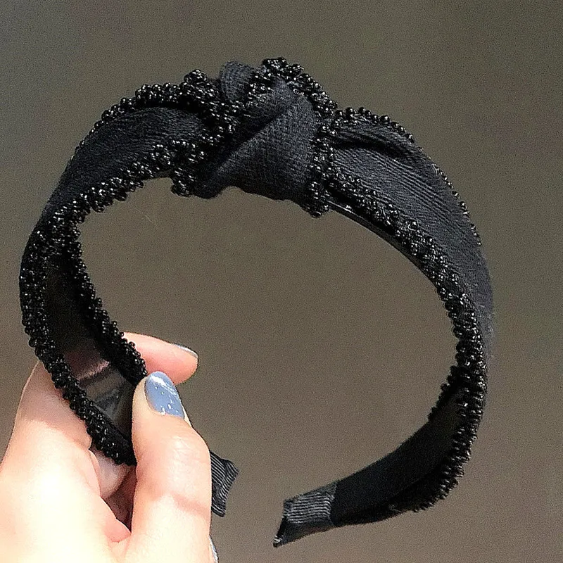 

2021 Spring and Summer New Mizhu Cloth Hair Accessories Temperament Hairpin with Toothed Headband Fashion Simple Hairdband Lady