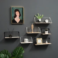 nordic minimalist creative iron mesh partition wall shelf wall hanging decoration small shelf non mmarking display stand