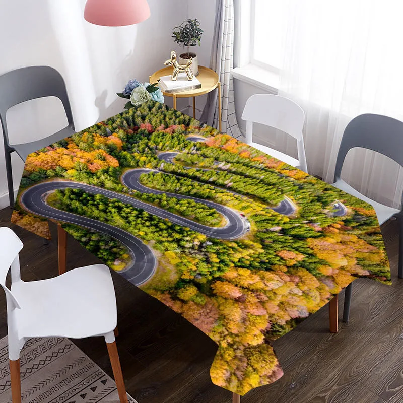 Водонепроницаемая и маслостойкая Декоративная скатерть с рисунком лесного