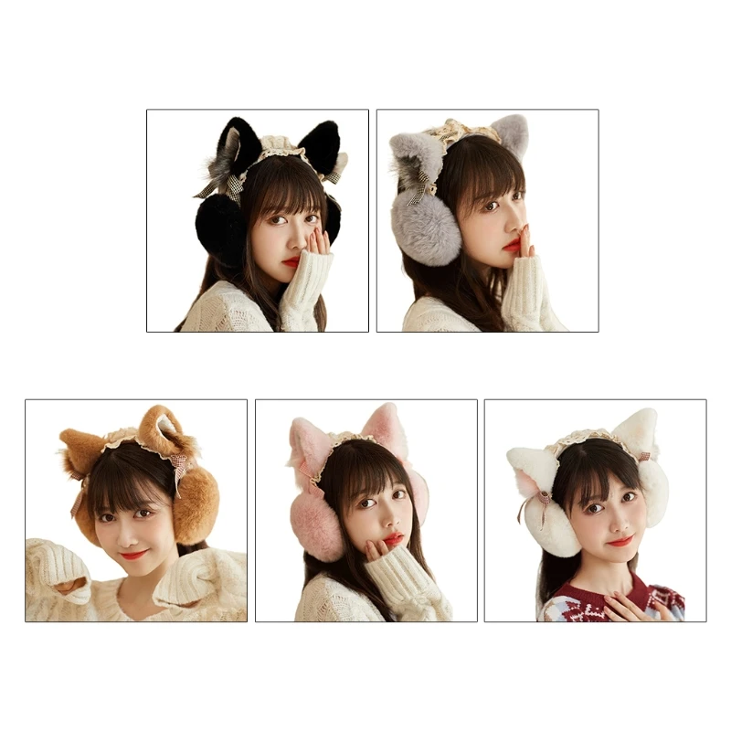 

573B Plush Animal Cat Ear Shaped Earmuff Cosplay Party Lolita Animal Earwarmer Stuffed Warm Ear Flap Carnival Party Supplies