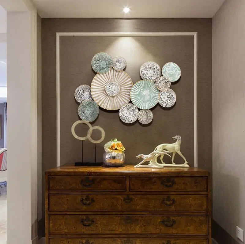 Современный кованый железный диван фон настенная круглая форма росписи ремесла