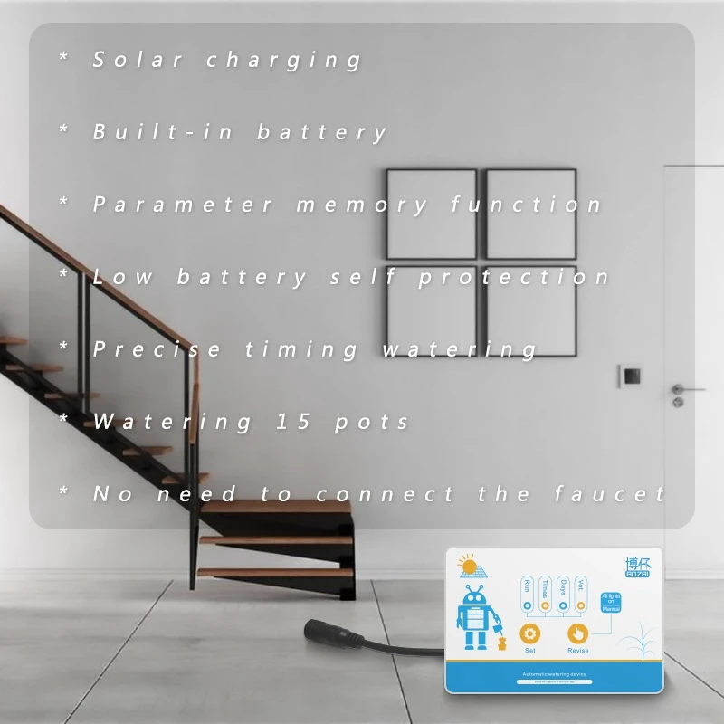Solar Energy Charging Intelligent Garden Automatic Watering Device Potted Plant Drip Irrigation Water Pump Timer System|Садовые