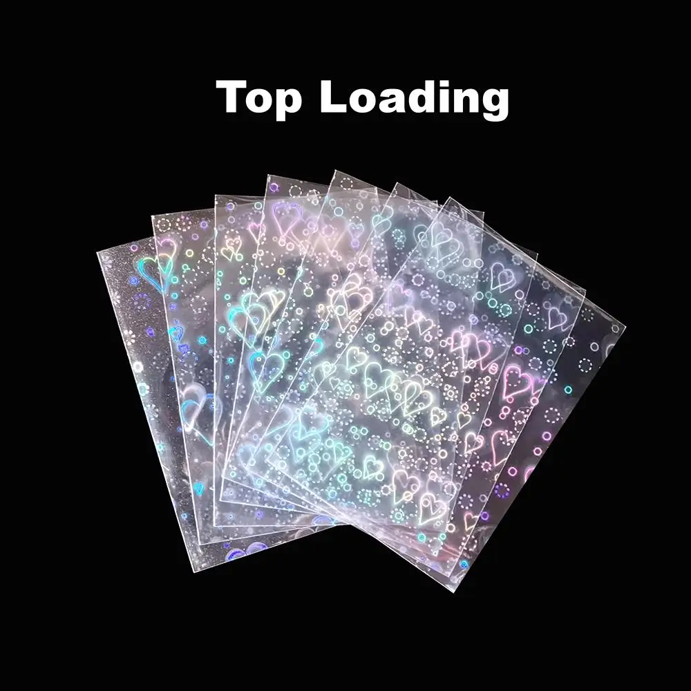 100Pcs Heart-shaped Foil Laser Flashing Clear Sleeves Korea Idol Photo Holographic Protector Trading Cards Shield Cover | Спорт и