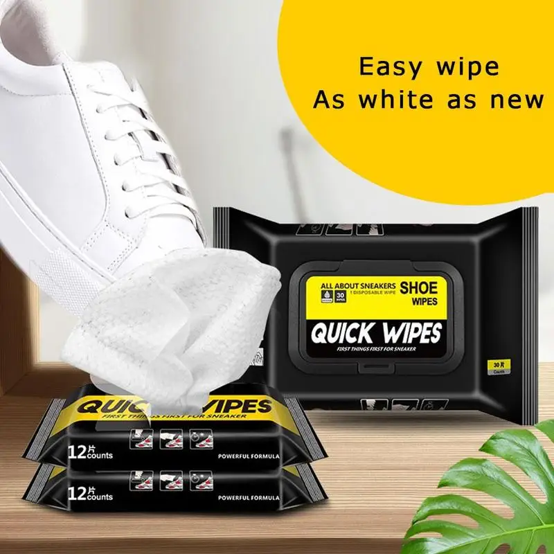 

12/30 Pcs/bag Portable Disposable Small White Shoe Wet Sneaker Leather Wipes Shoe Artifact Cleaning Shoes Wipes X4K4