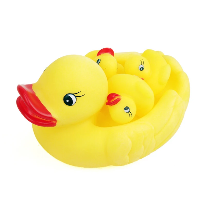 Детские игрушки для ванной плавающая вода пищащая желтая утка защита животных