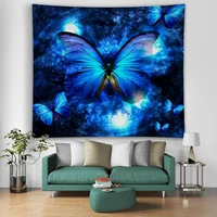 3d butterfly tapestry blue decorative wall carpet home decor bedspread sheet