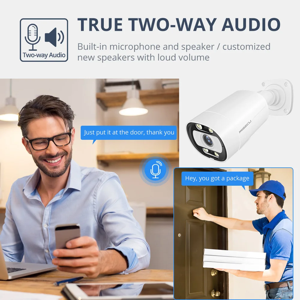 MISECU 16CH NVR 5MP Система видеонаблюдения с камерами 2-сторонней аудиосвязи на открытом воздухе водонепроницаемый набор камер безопасности IP P2P включен.