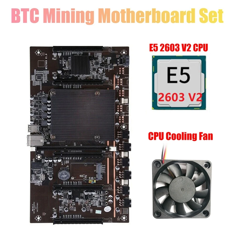

Материнская плата H61 BTCX79 для майнинга с процессором E5 2603 V2 + охлаждающим вентилятором LGA 2011 DDR3, поддержка 3060 3070 3080, графическая карта для BTC